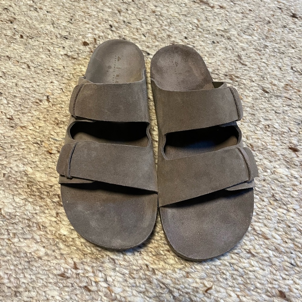 Reef Brown Suede Slide Sandals